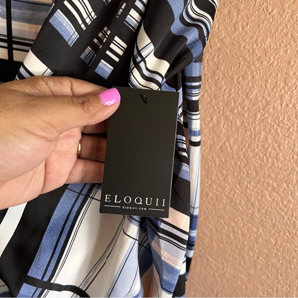 Eloquii Plaid Long Puff Sleeved Collar Mini Satin Dress Size 20 NWT - Picture 5 of 12